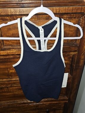 Lululemon Ebb To Street Cropped RB Tank! Contrast! Sz 10, TRNV/LTIV! Nwts